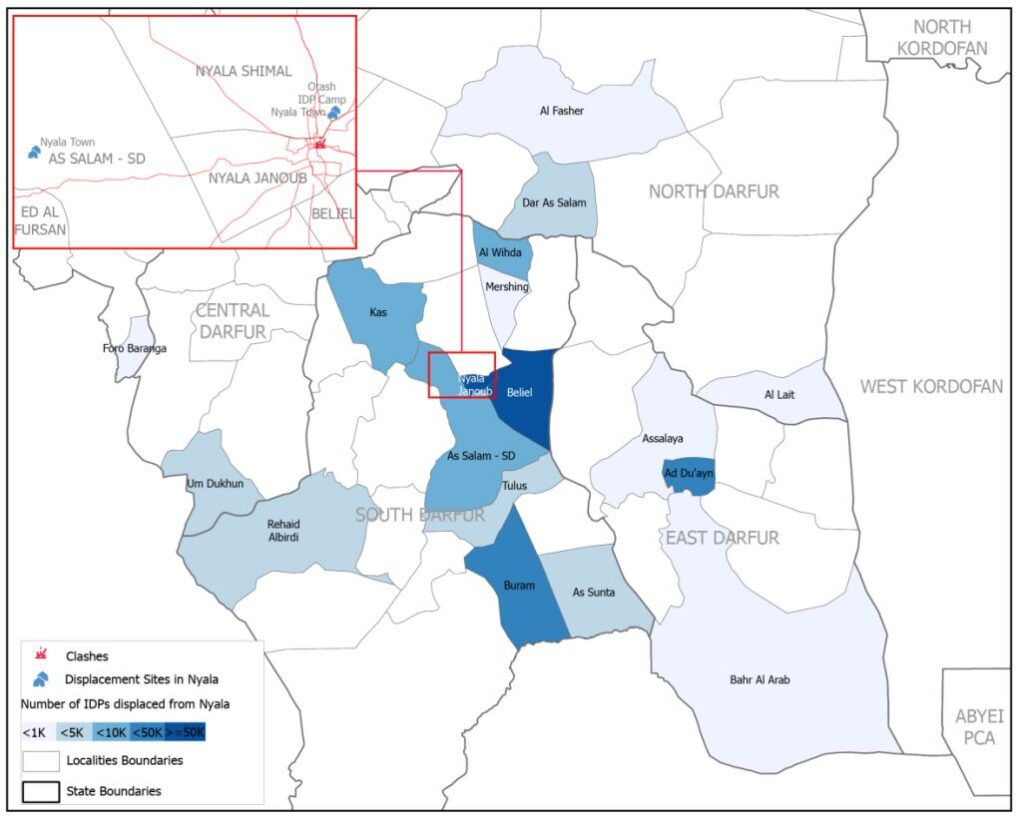 Clashes in Nyala and IDPs distribution in Darfur - OCHA 